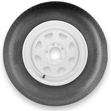 Rubbermaster - Steel Master Rubbermaster F78-14 ST205/75D14 6 Ply Highway Rib Tire and 5 on 4.5 Eight Spoke Wheel Assembly 599225